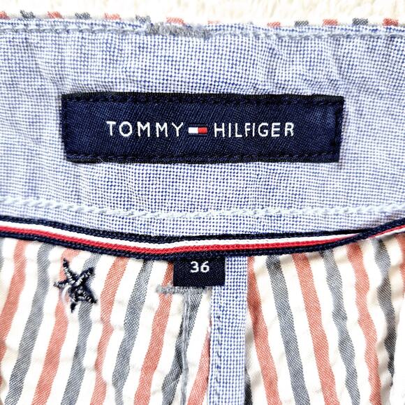 Tommy Hilfiger Red White Blue Stars & Stripes Seersucker Cotton Shorts Men's 36 - Picture 6 of 10